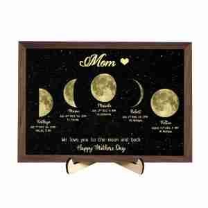 Personalized Mothers Day Moon Phase for Mother's Day Gifts for Mom Custom Birthday Moon Art Frames The Day You were Born Lunar Print Art Frame Special